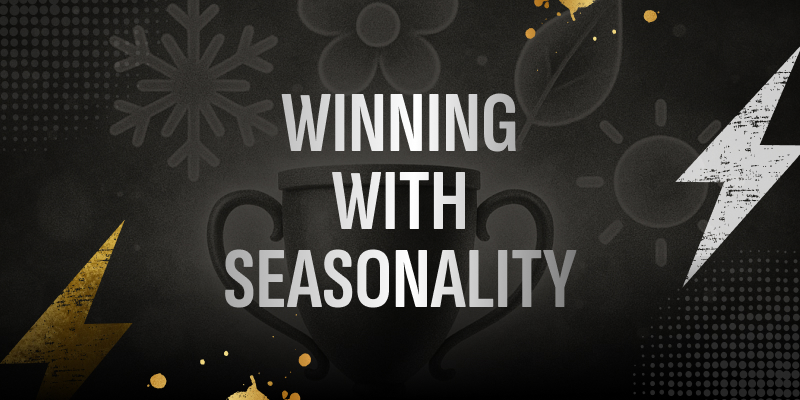 Minimalist graphic emphasizing strategic advantage through seasonal planning in iGaming media buying.