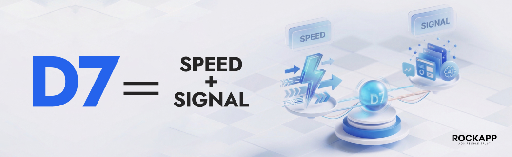 visual representation of D7 as a balance between speed and data signal in ad algorithms