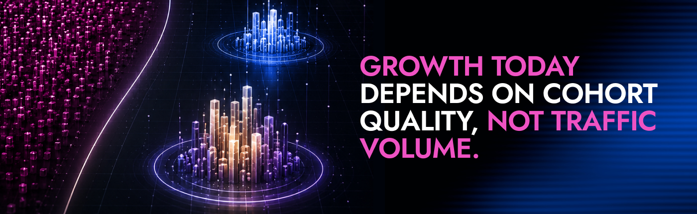 Visual comparison between massive install volume and a smaller group of high-value paying users.